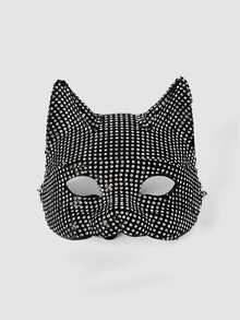 MortiRose 1pc Crystal-Studded Masquerade Mask For Women, Cosplay Prop, Sexy Accessory For Party & Ball Back To School - Black and White - View 4