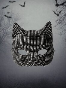 MortiRose 1pc Crystal-Studded Masquerade Mask For Women, Cosplay Prop, Sexy Accessory For Party & Ball Back To School - Black and White - View 8