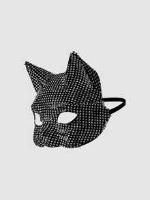 MortiRose 1pc Crystal-Studded Masquerade Mask For Women, Cosplay Prop, Sexy Accessory For Party & Ball Back To School - Black and White - View 2