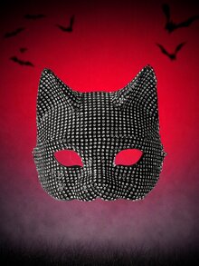 MortiRose 1pc Crystal-Studded Masquerade Mask For Women, Cosplay Prop, Sexy Accessory For Party & Ball Back To School - Black and White - View 1