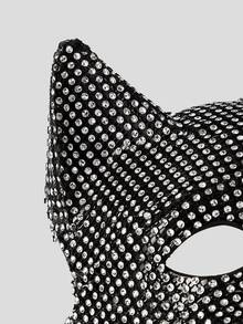 MortiRose 1pc Crystal-Studded Masquerade Mask For Women, Cosplay Prop, Sexy Accessory For Party & Ball Back To School - Black and White - View 3