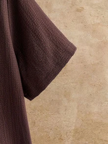 HIMLAND Men's Summer Casual Versatile Solid Color Shirt - Brown - View 5