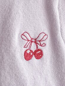 Girls' Cute Peter Pan Collar Knitted Cardigan Sweater Long Sleeve Jacket With Cherry Embroidery Autumn Winter - Mauve Purple - View 4