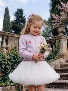 Girls' Cute Peter Pan Collar Knitted Cardigan Sweater Long Sleeve Jacket With Cherry Embroidery Autumn Winter - Mauve Purple - View 9