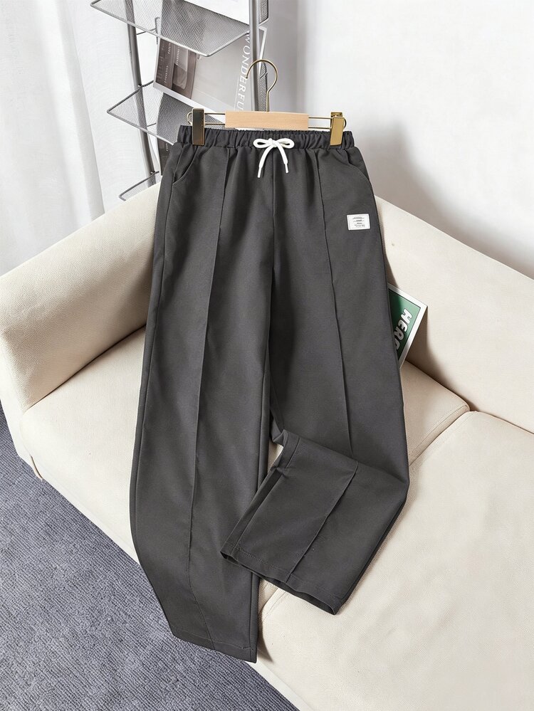SHEIN Explorewe Tween Boy Drawstring Waist Casual Versatile Daily Wear Long Pants - Dark Grey - View 2