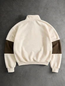 PAVTROS Men's Autumn/Winter Fashion Street Casual Graphic Streetwear Printed Stand Collar Zip-Up Colorblock Pullover Sweatshirt College Teacher White - Multicolor - View 7