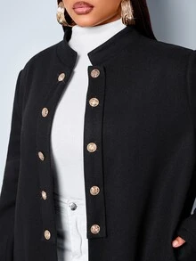 SOLERSUN Plus Double Breasted Overcoat - Black - View 5