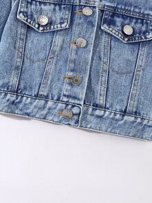 Elladie kids Back-To-School Young Girl' Denim Jacket,Casual Sweet Bow Decor Light Wash Blue Coat For Girls,Comfortable Daily Outwear For Winter And Spring - Light Wash - View 6