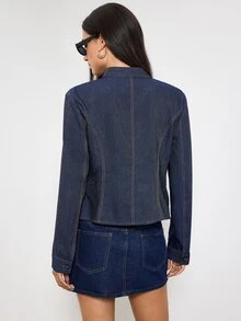 Maija Dark Blue Women's Long Sleeve New Chinese Style Frog Button Fall Everyday Night Out Retro 70s Office - Navy Blue - View 8