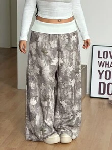 Coolane Celana Sweatpants Kasual Serbaguna untuk Wanita Ukuran Plus dengan Motif Blok Warna untuk Sehari-hari - MultiWarna - View 8