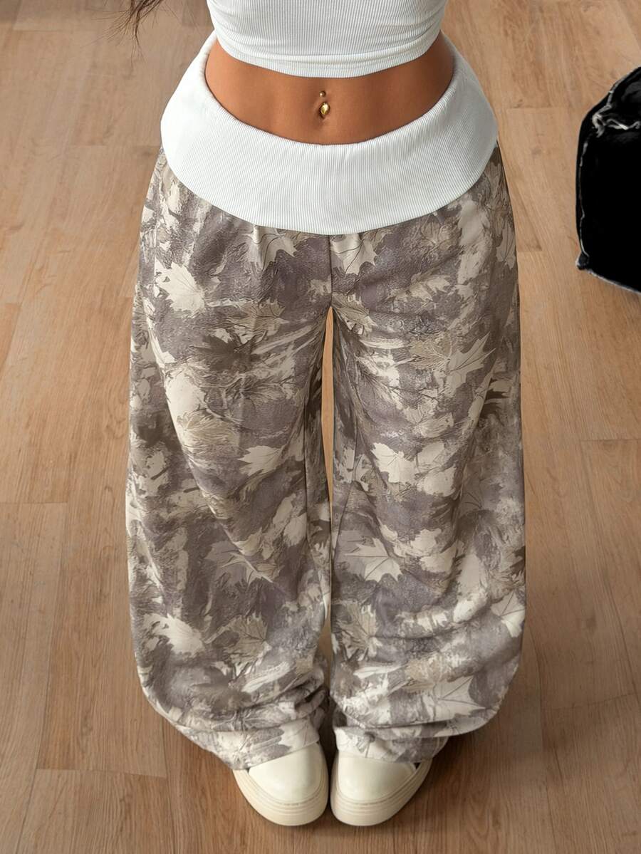 Coolane Celana Sweatpants Kasual Serbaguna untuk Wanita Ukuran Plus dengan Motif Blok Warna untuk Sehari-hari - MultiWarna - View 1