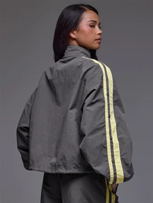 MUSERA Shell Contrast Colour Baggy Jacket Winter Autumn Everyday Casual Going Out Cool Weekdaze - Grey - View 4
