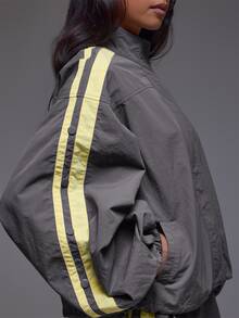 MUSERA Shell Contrast Colour Baggy Jacket Winter Autumn Everyday Casual Going Out Cool Weekdaze - Grey - View 3