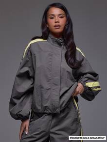 MUSERA Shell Contrast Colour Baggy Jacket Winter Autumn Everyday Casual Going Out Cool Weekdaze - Grey - View 1