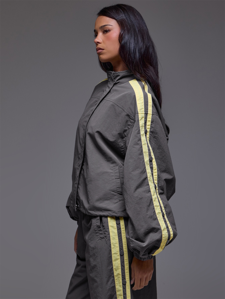 MUSERA Shell Contrast Colour Baggy Jacket Winter Autumn Everyday Casual Going Out Cool Weekdaze - Grey - View 2