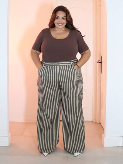 Pretty and Ole Pantalones de traje de alta calidad, elegantes, versátiles y casuales para talla grande