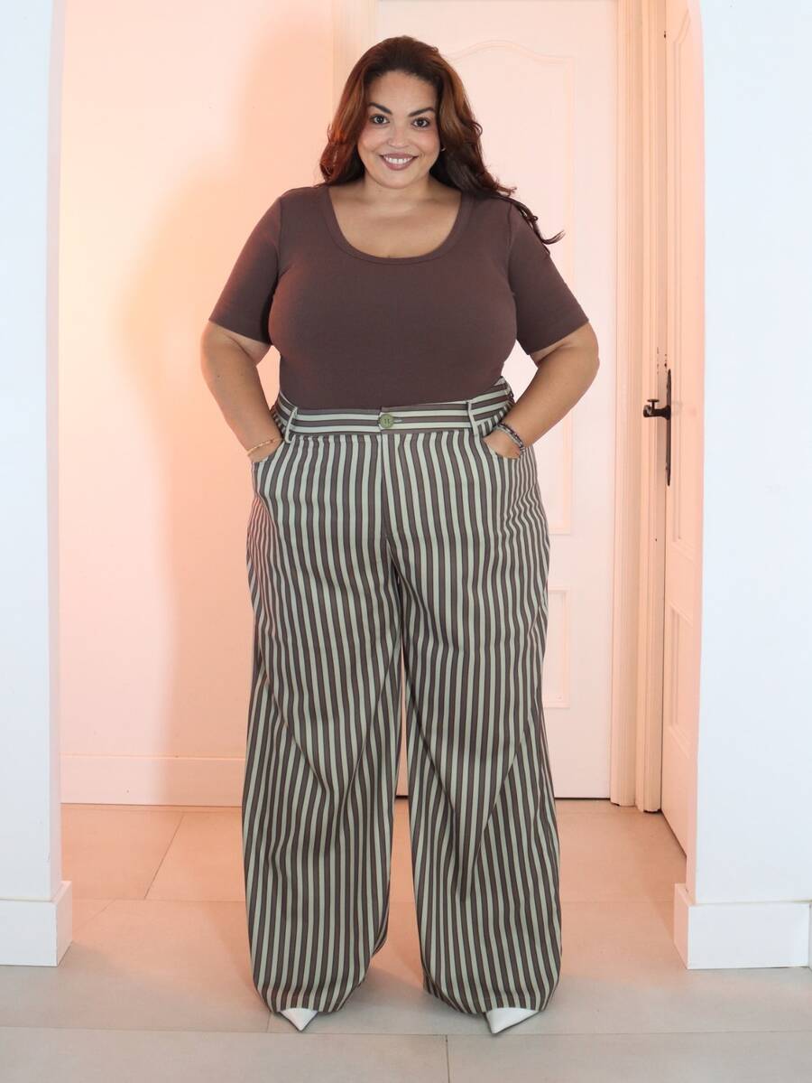 Pretty and Ole Plus Size Elegant Versatile Casual Commuter High-Quality Suit Pants - Multicolor - View 1