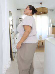 Pretty and Ole Plus Size Summer Casual Metal Button V-Neck Batwing Sleeve Cardigan Casual Going Out Cardigan For Women Fall - Khaki - View 6