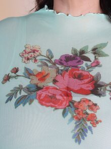 Pretty and Ole Plus Size Women Floral Print Casual Versatile Long Sleeve Top For Daily Wear Fall - Multicolor - View 5