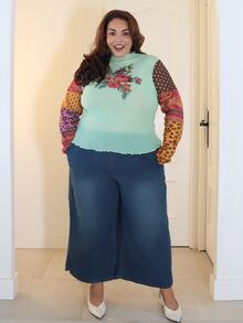 Pretty and Ole Plus Size Women Floral Print Casual Versatile Long Sleeve Top For Daily Wear Fall - Multicolor - View 4