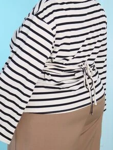 Pretty and Ole 女士秋冬宽领喇叭袖褶皱罗纹上衣 - 彩色 - 查看 4