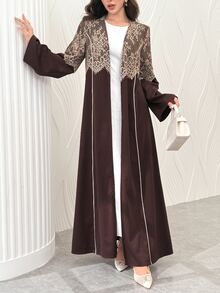 Al Najma Cardigan Wanita Musim Semi/Gugur dengan Motif Renda Bulu Mata Prancis, Elegan, Modis, Melangsingkan, Menutupi, dan Serbaguna untuk Penggunaan Sehari-hari. - MultiWarna - View 9