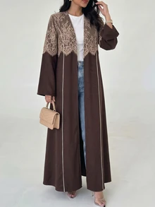 Al Najma Cardigan Wanita Musim Semi/Gugur dengan Motif Renda Bulu Mata Prancis, Elegan, Modis, Melangsingkan, Menutupi, dan Serbaguna untuk Penggunaan Sehari-hari. - MultiWarna - View 4