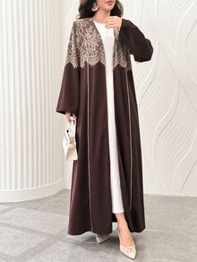 Al Najma Cardigan Wanita Musim Semi/Gugur dengan Motif Renda Bulu Mata Prancis, Elegan, Modis, Melangsingkan, Menutupi, dan Serbaguna untuk Penggunaan Sehari-hari. - MultiWarna - View 7