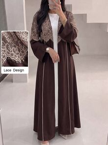 Al Najma Cardigan Wanita Musim Semi/Gugur dengan Motif Renda Bulu Mata Prancis, Elegan, Modis, Melangsingkan, Menutupi, dan Serbaguna untuk Penggunaan Sehari-hari. - MultiWarna - View 2