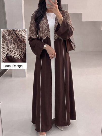 Al Najma Spring/Autumn French Eyelash Lace Patchwork Elegant Fashion Slimming Concealing Versatile Daily Women's Cardigan
