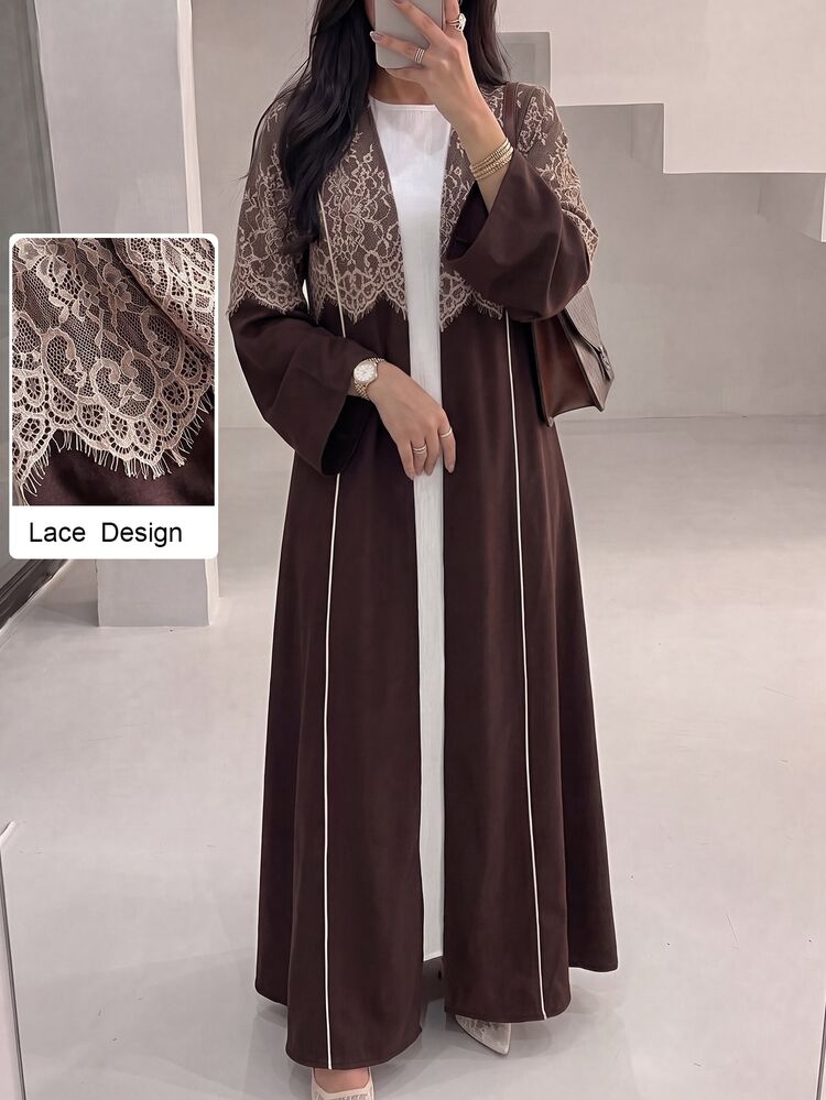 Al Najma Cardigan Wanita Musim Semi/Gugur dengan Motif Renda Bulu Mata Prancis, Elegan, Modis, Melangsingkan, Menutupi, dan Serbaguna untuk Penggunaan Sehari-hari. - MultiWarna - View 1