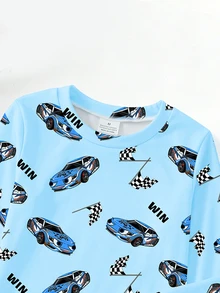 8 Sets Randomly Sent 1 Set]Boy's And Young Home Clothes Cute Racing Print Long Sleeve Pants Knit Snug Fit Pajamas Loungewear Autumn/Winter Soft Cozy - Multicolor - View 5