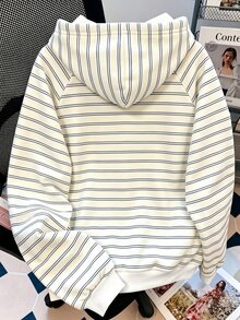 Resyla 女款條紋休閒日常穿著運動衫 - 卡其色 - 查看 2