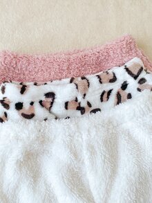 SHEIN 3套女嬰幼兒女童衛衣長褲套裝 甜美粉色白色豹紋蝴蝶結 毛絨長袖圓領加厚 派對冬季秋季毛絨款 - 彩色 - 查看 4