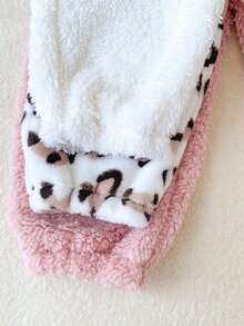 SHEIN 3套女嬰幼兒女童衛衣長褲套裝 甜美粉色白色豹紋蝴蝶結 毛絨長袖圓領加厚 派對冬季秋季毛絨款 - 彩色 - 查看 10