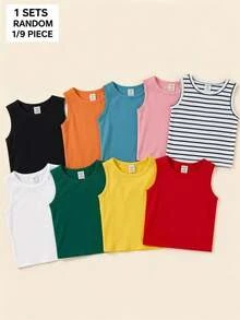 Baby Boy Casual Minimalist Sleeveless Tank Top Suitable For Summer - Blue - View 3