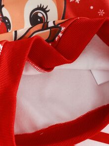 Baby Girl Christmas Reindeer Fleece Pullover Sweatshirt Leggings Set Autumn Winter Outfit - Red - View 5