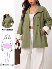 Enliva Plus Size Coats Fall Work Outfits For Women - Army Green - View 1