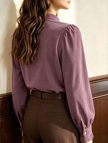 Auvina Plus Size Women's Woven Casual Women's Blouse Fall - Purple - View 2
