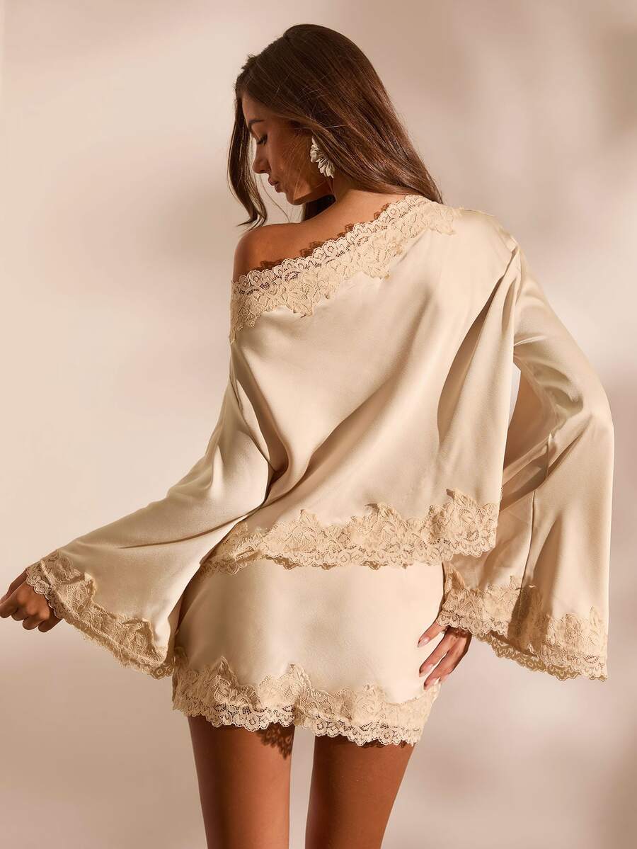 Opulessa Casual Solid Color Woven Patchwork Shirt & Skirt Women's 2 Pieces Set - White - View 1
