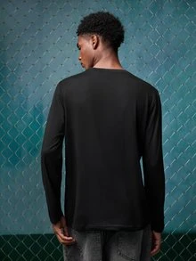 EVRINFINITE Men's Football Style Blue & White Gradient Striped Print Long Sleeve T-Shirt | Suitable For Autumn/Winter Wear | Comfortable & Breathable | Leading Fashion - Black - View 2