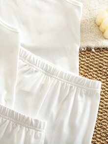 SHEIN 女童針織純色蕾絲細肩帶上衣與短褲四件套 - 彩色 - 查看 6