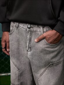 EVRINFINITE 男士休閒百搭日常旅行牛仔褲，附口袋 - Gray - 查看 4