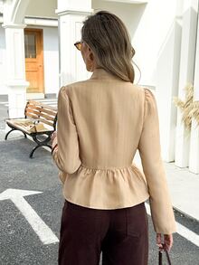 Serisse Women's Textured Striped Beige Jacket - Beige - View 2