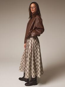 Athîral Women's Solid Color PU Leather Fashion Versatile Long Sleeve Jacket - Brown - View 4