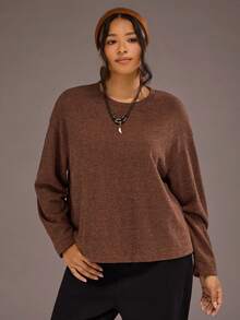 Freevana Kaos Oversize Polos Ukuran Besar dengan Bahu Jatuh - Coffee Brown - View 5