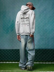 EVRINFINITE Men's Printed Hoodie, Car Enthusiast Gift, Car Themed Hoodie, For Fall, Long Sleeve Top - Grey - View 3