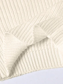 SHEIN Genkimix Kids Tween Girl Casual All-Match Versatile Solid Color Cropped Sweater Autumn Fall Everyday School White Pullover - Apricot - View 7