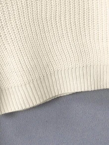 SHEIN Genkimix Kids Tween Girl Casual All-Match Versatile Solid Color Cropped Sweater Autumn Fall Everyday School White Pullover - Apricot - View 6