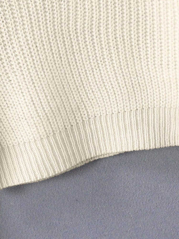 SHEIN Genkimix Kids Sweater Crop Warna Polos Serbaguna Kasual untuk Remaja Perempuan, Cocok untuk Musim Gugur, Sehari-hari, Sekolah, Warna Putih - Aprikot - View 6